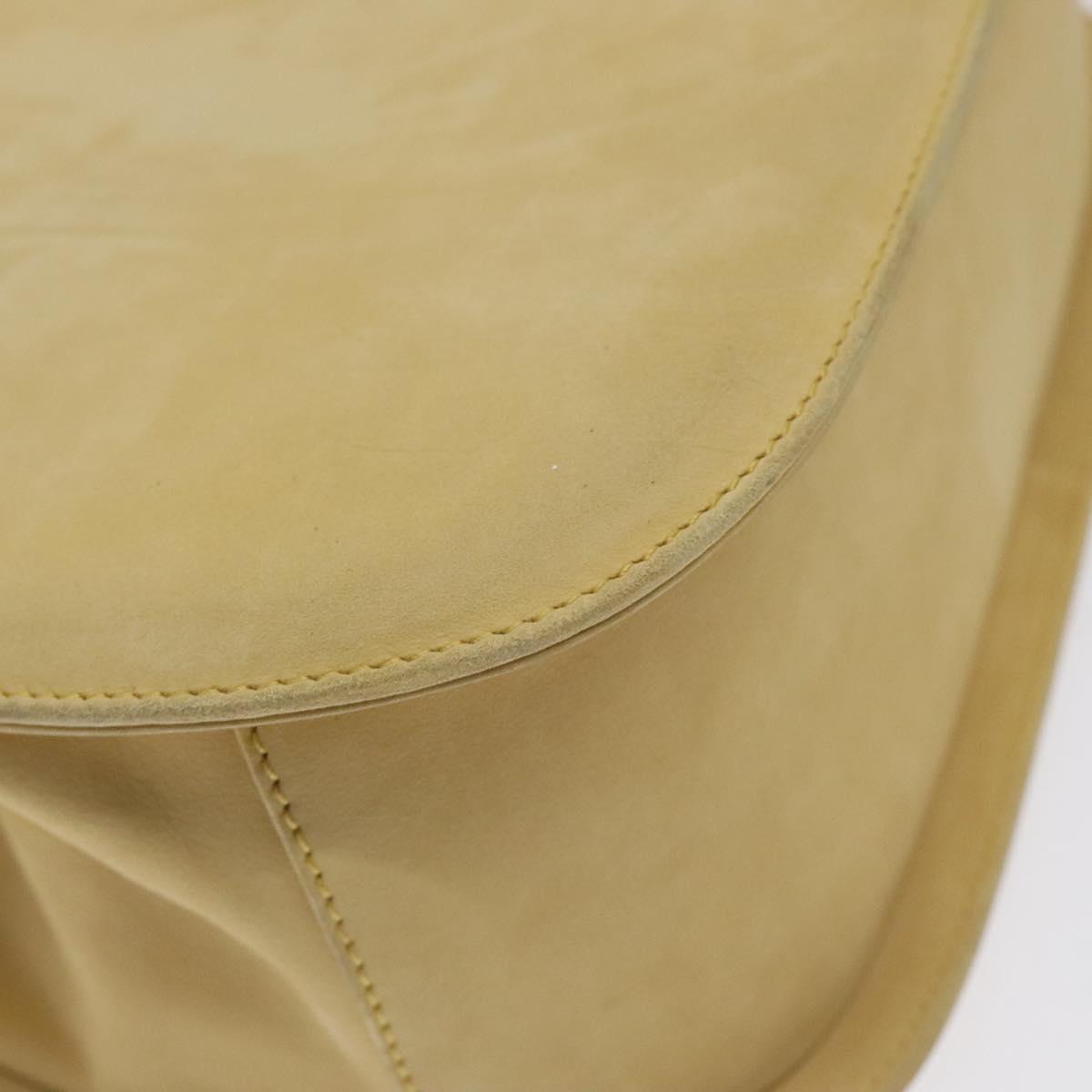 Salvatore Ferragamo Gancini Hand Bag Suede Beige Gold Auth 128015