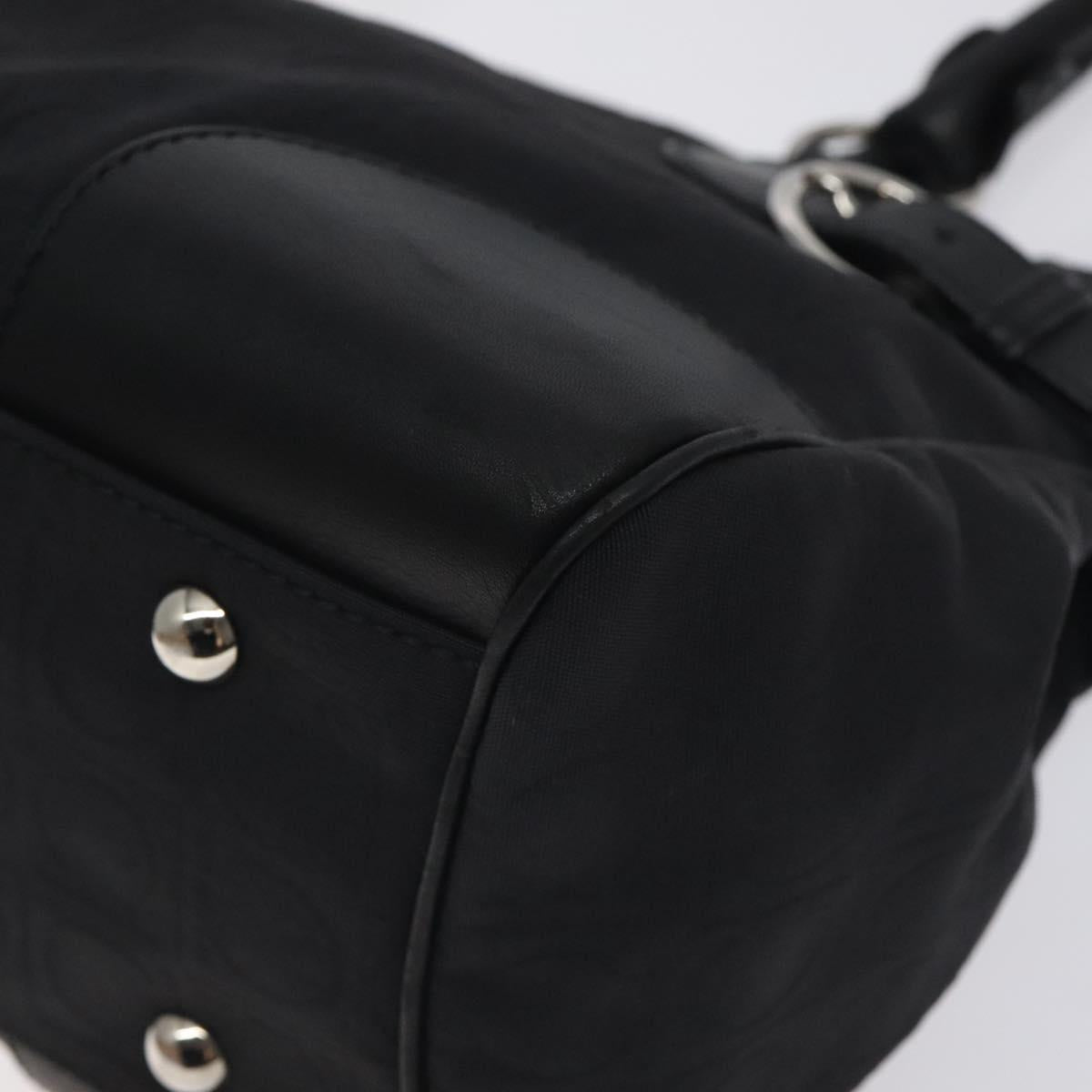 Salvatore Ferragamo Gancini Hand Bag Nylon Black Silver Auth 128016