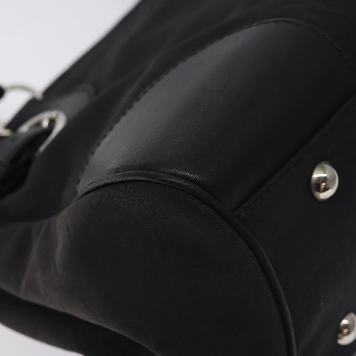 Salvatore Ferragamo Gancini Hand Bag Nylon Black Silver Auth 128016