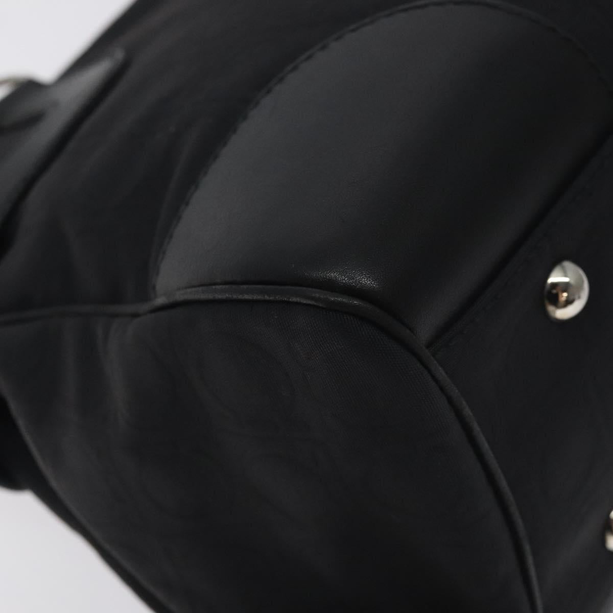 Salvatore Ferragamo Gancini Hand Bag Nylon Black Silver Auth 128016