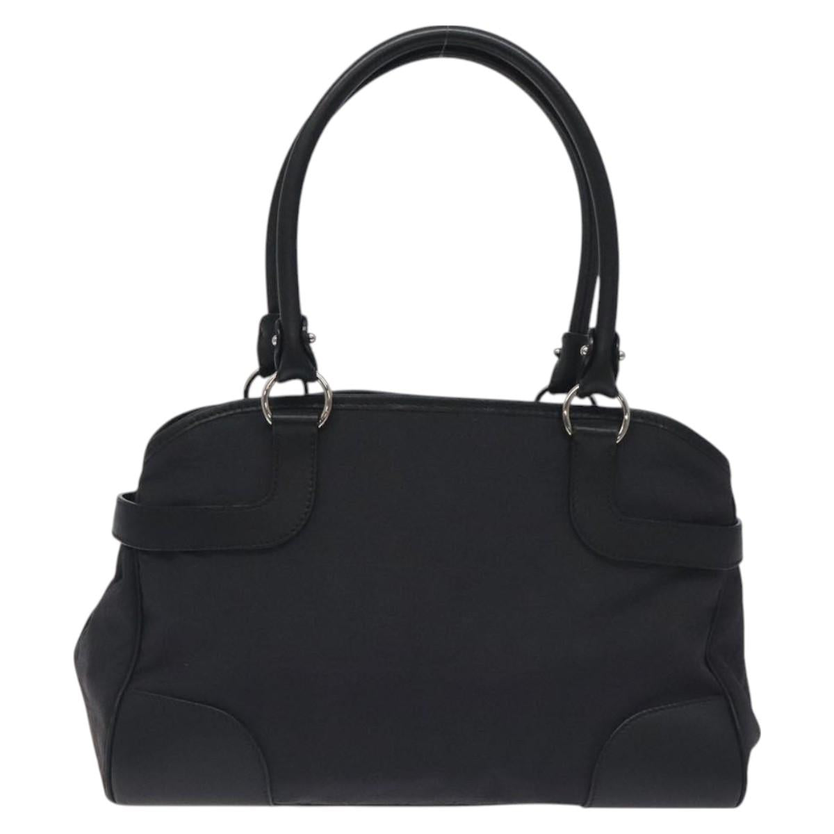 Salvatore Ferragamo Gancini Hand Bag Nylon Black Silver Auth 128016