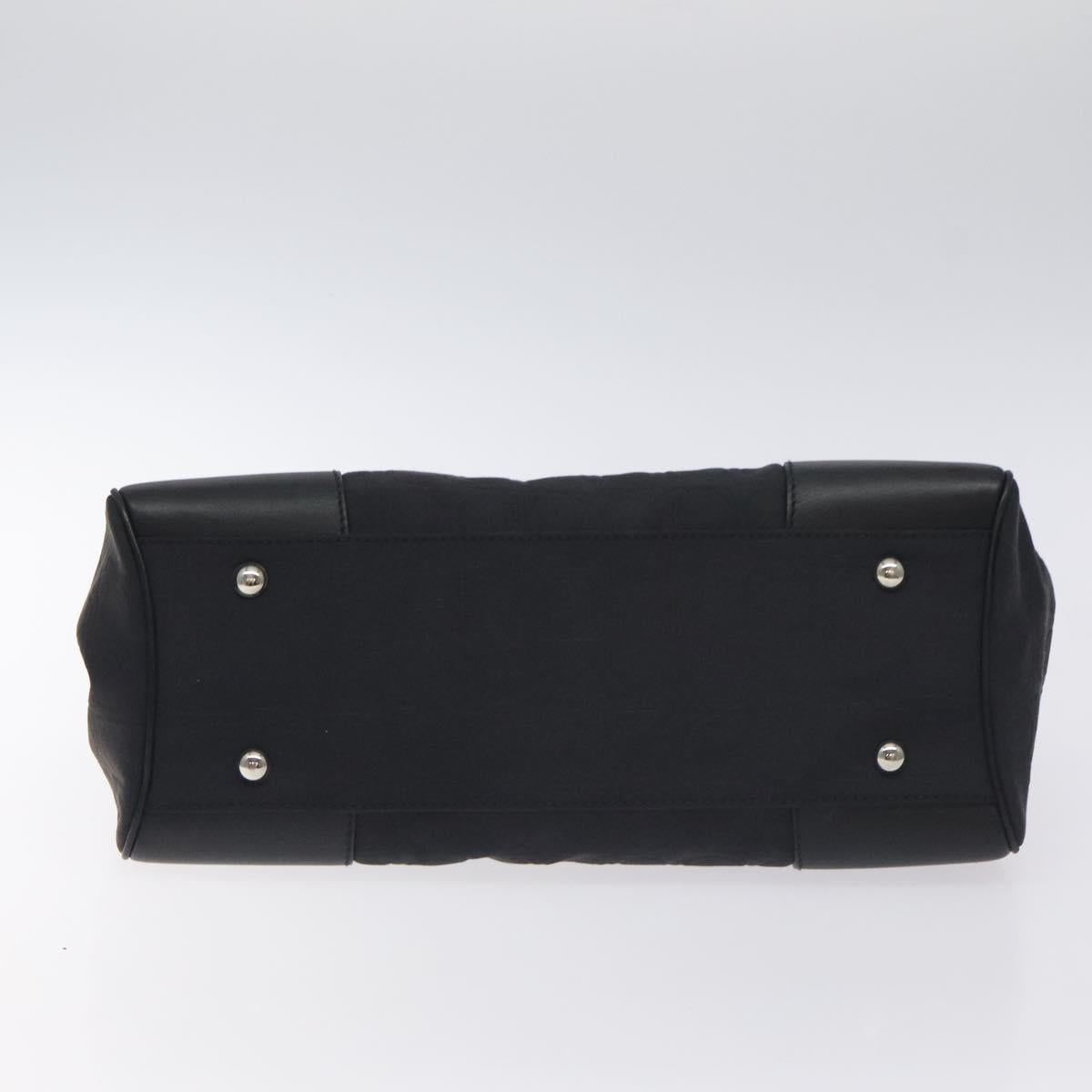 Salvatore Ferragamo Gancini Hand Bag Nylon Black Silver Auth 128016