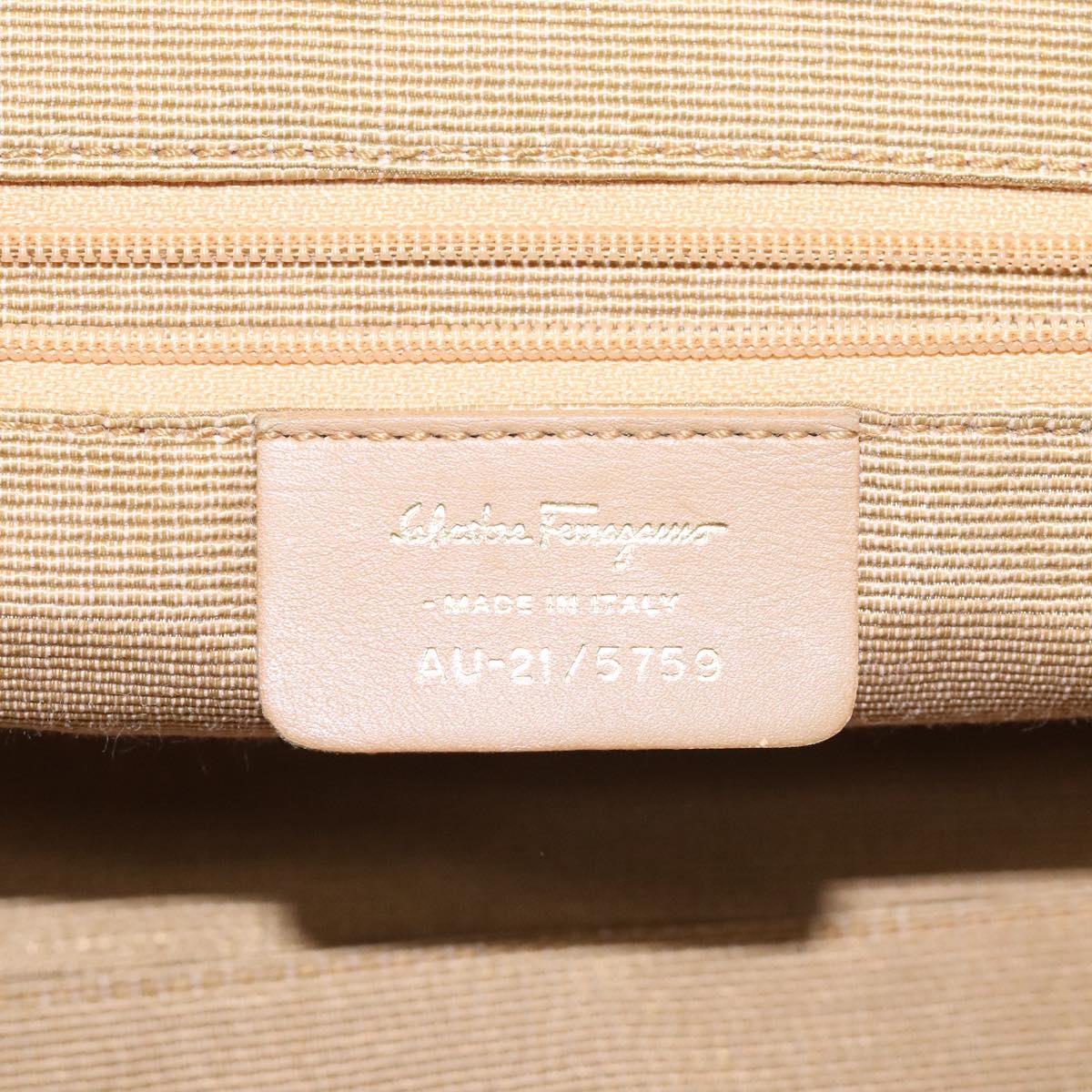 Salvatore Ferragamo Gancini Tote Bag Canvas Leather Purple Gold Auth 128017