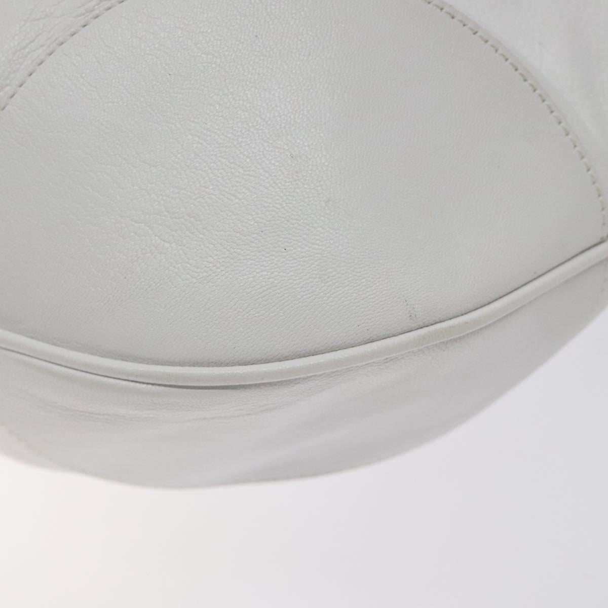 Salvatore Ferragamo Gancini Shoulder Bag Leather White Silver Auth 128020