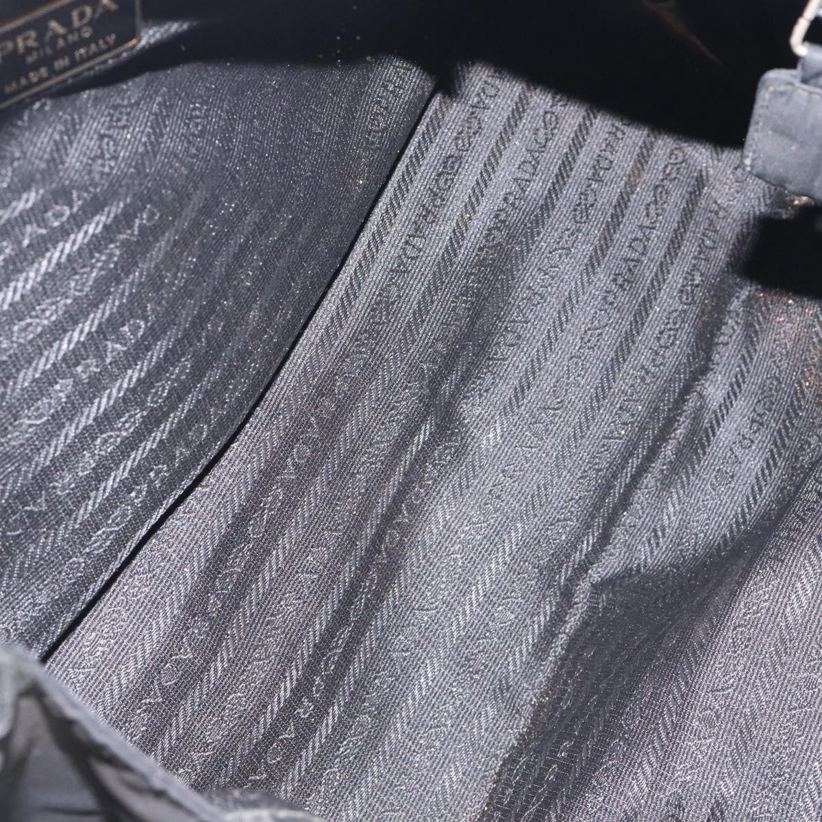 PRADA Hand Bag Nylon Black Gold Auth 128024