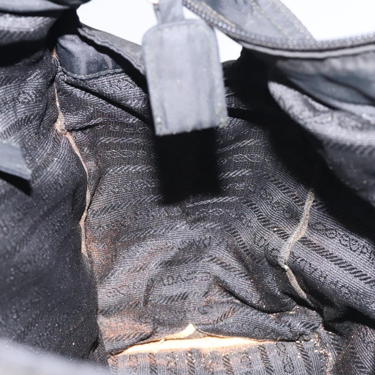 PRADA Hand Bag Nylon Black Gold Auth 128024