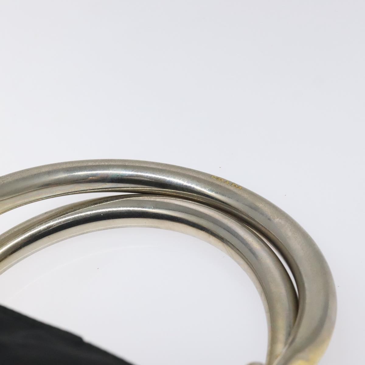 PRADA Hand Bag Nylon Black Gold Auth 128024