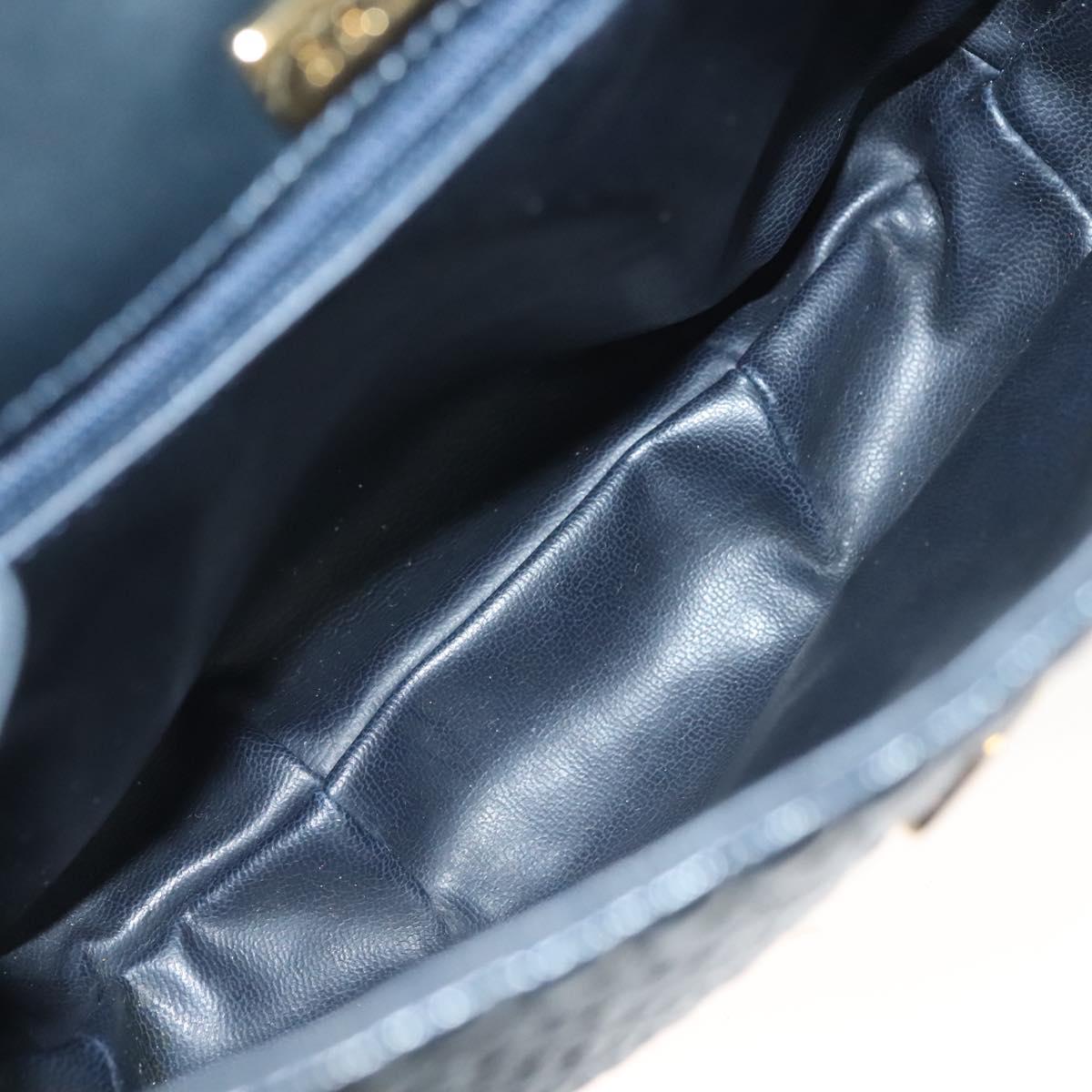 BALLY Chain Quilted Shoulder Bag Leather Navy Gold Auth 128056
