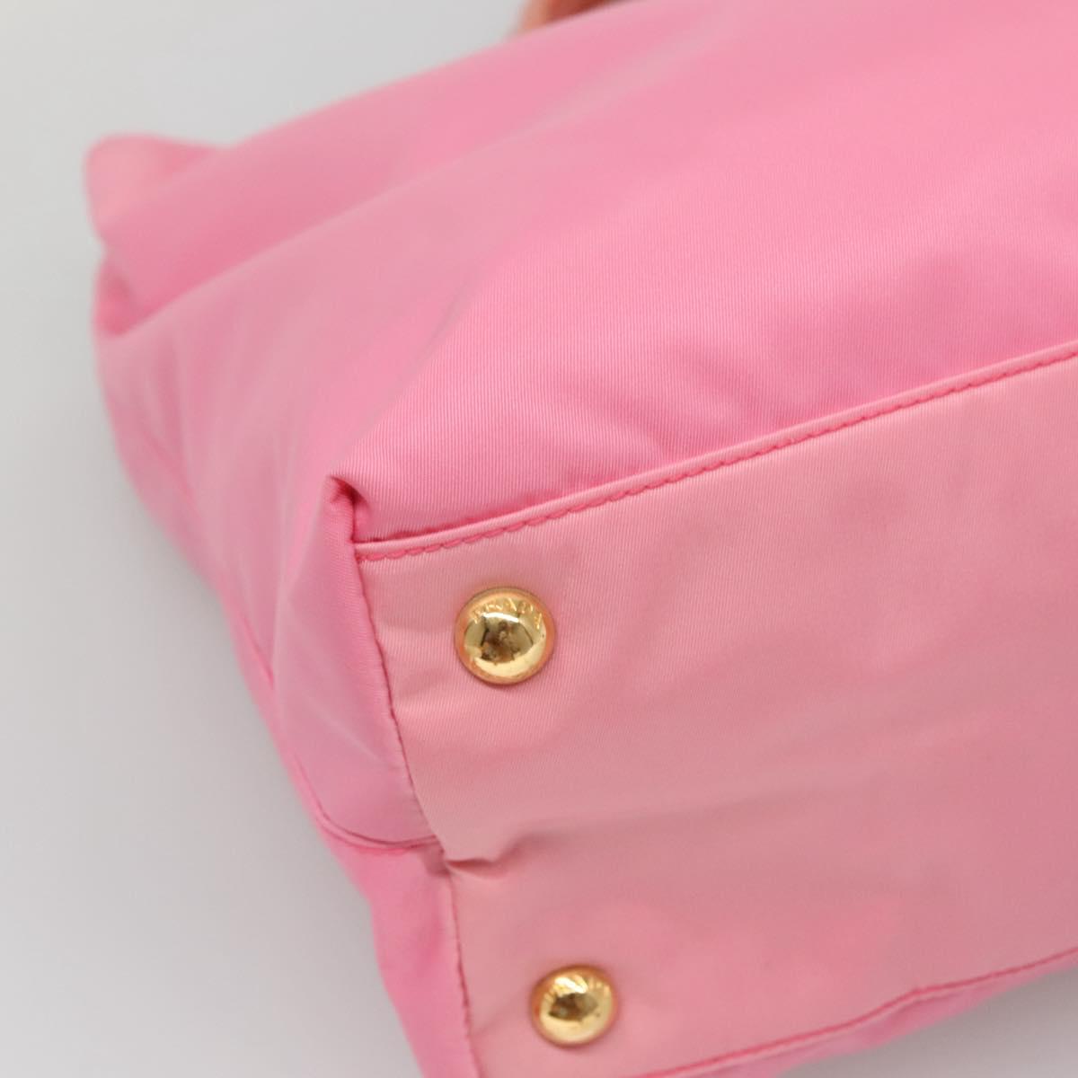 PRADA Hand Bag Nylon Pink Gold Auth 128057