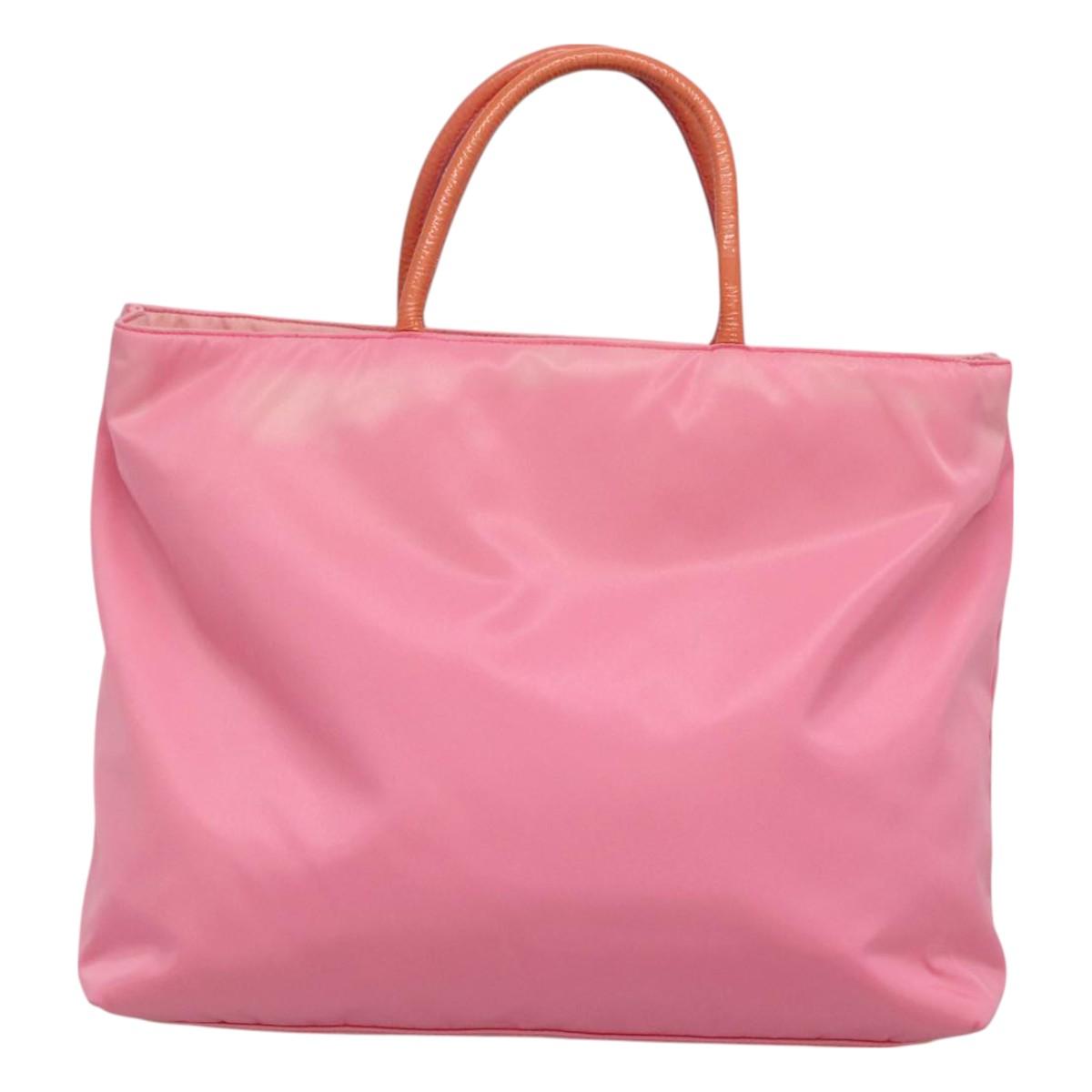 PRADA Hand Bag Nylon Pink Gold Auth 128057