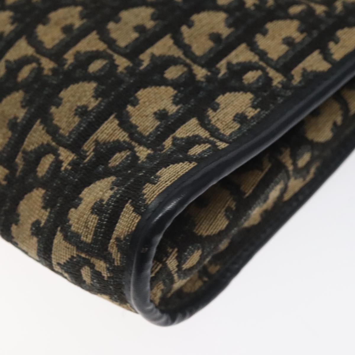 Christian Dior Trotter Canvas Shoulder Bag Navy Gold Auth 128065