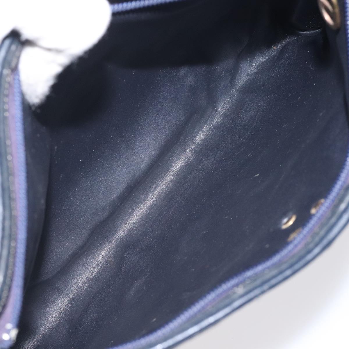 Christian Dior Trotter Canvas Shoulder Bag Navy Gold Auth 128065