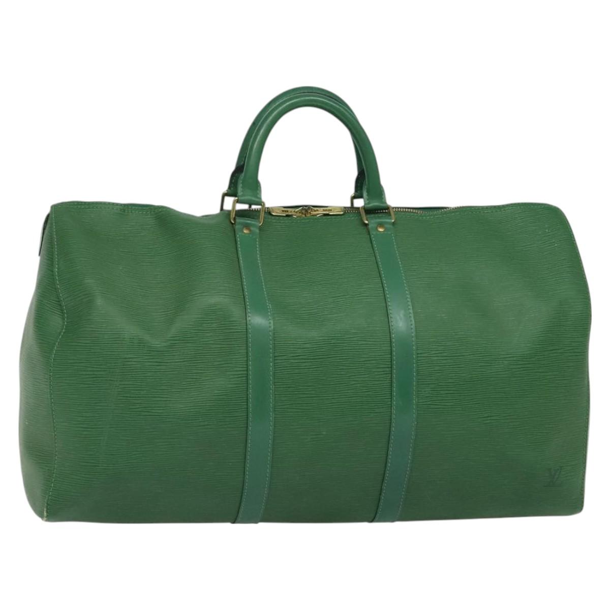 LOUIS VUITTON Epi Keepall 50 Boston Bag Green M42964 LV Auth 128070