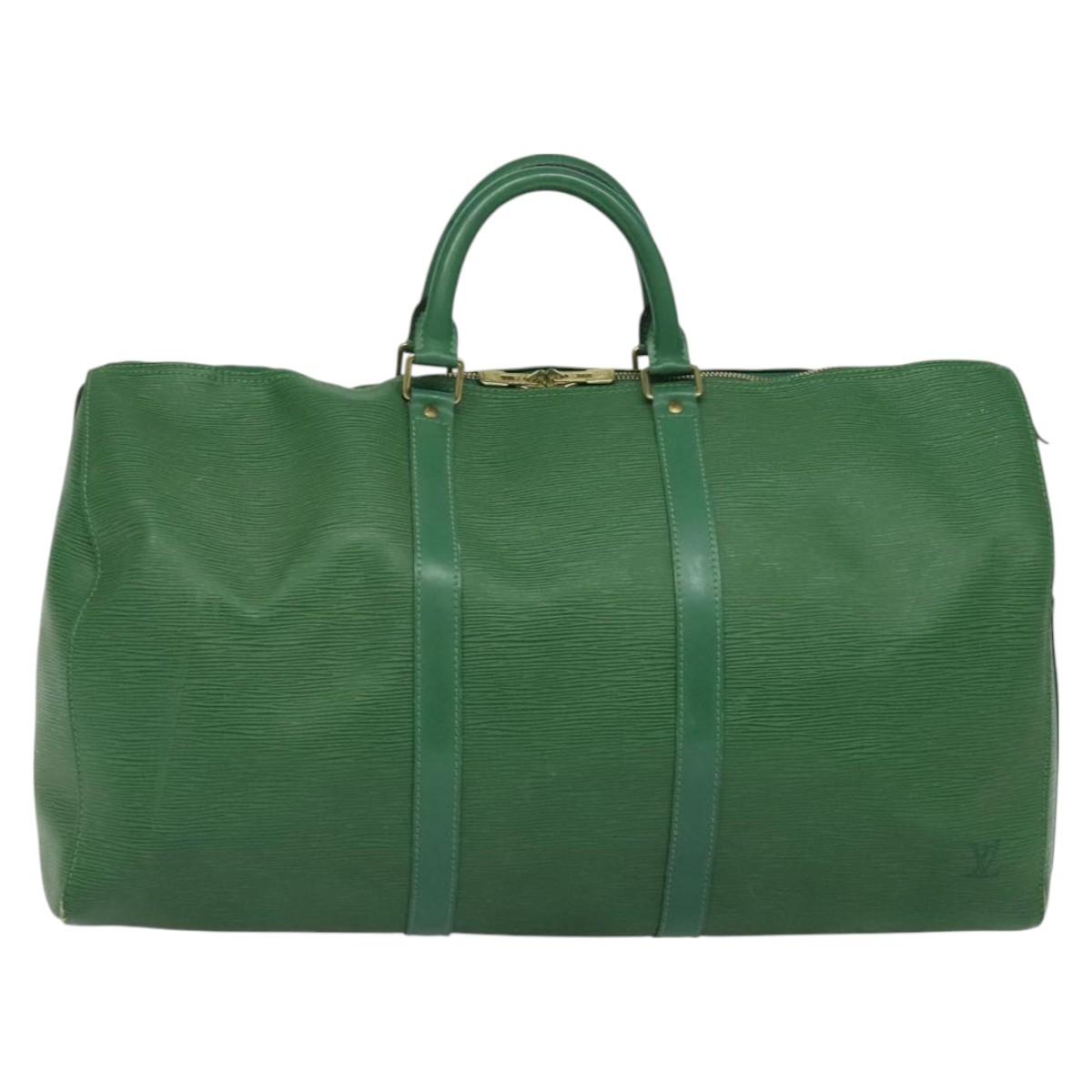 LOUIS VUITTON Epi Keepall 50 Boston Bag Green M42964 LV Auth 128070