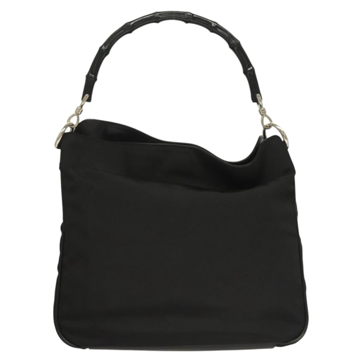 GUCCI Bamboo Hand Bag Canvas 2way Black Silver 001 1638 Auth 128076