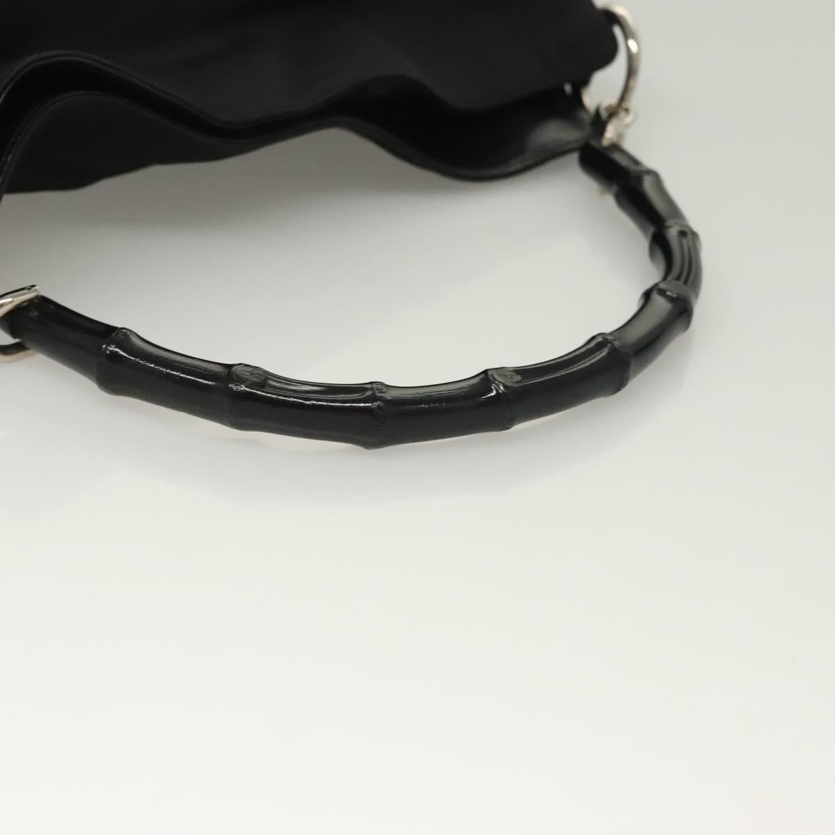 GUCCI Bamboo Hand Bag Canvas 2way Black Silver 001 1638 Auth 128076