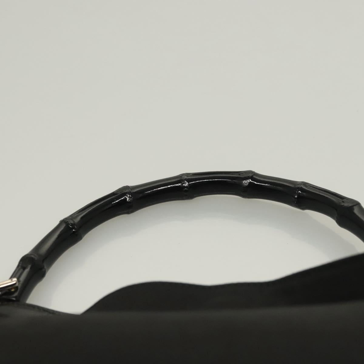 GUCCI Bamboo Hand Bag Canvas 2way Black Silver 001 1638 Auth 128076