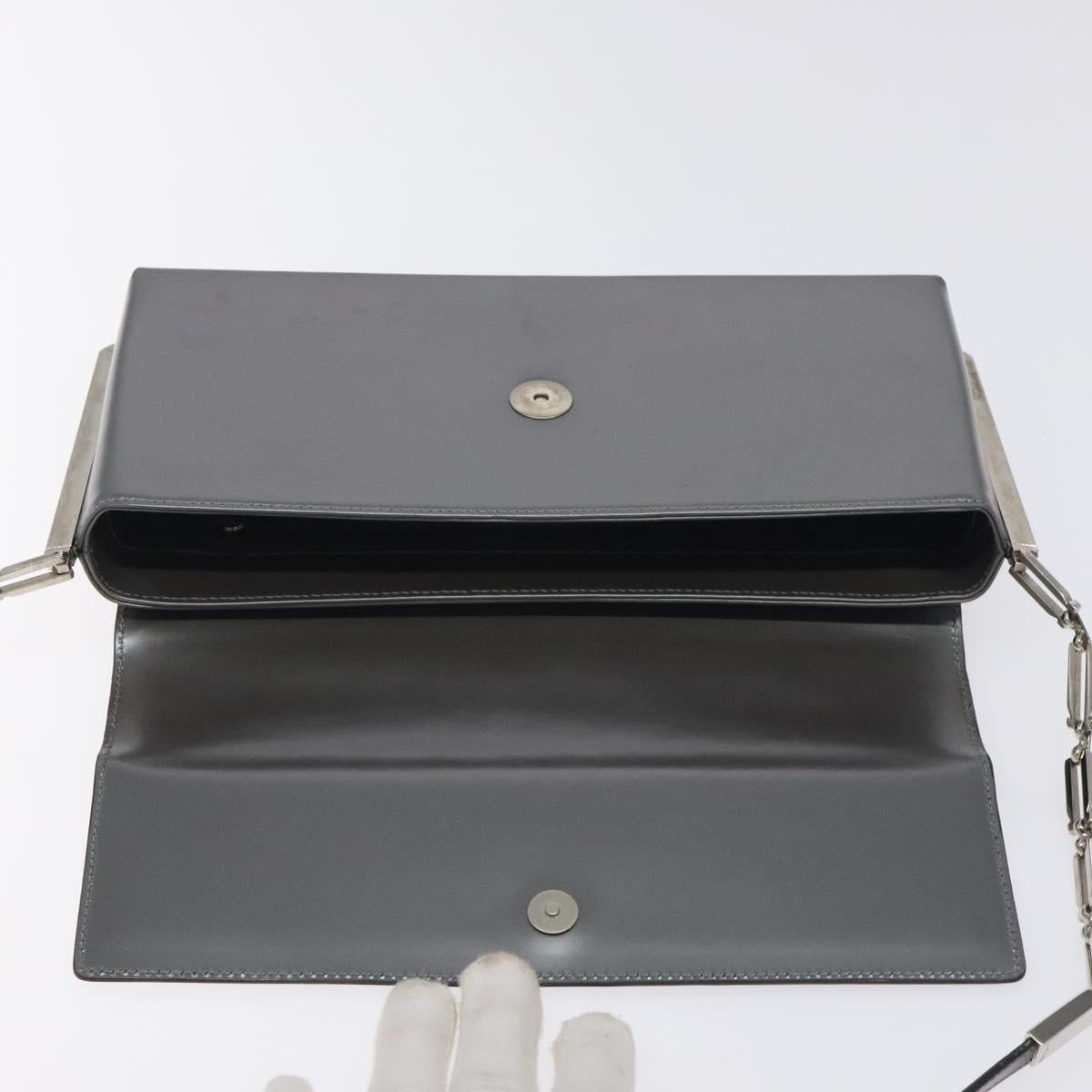 Salvatore Ferragamo Shoulder Bag Patent leather Silver tone Auth 128102