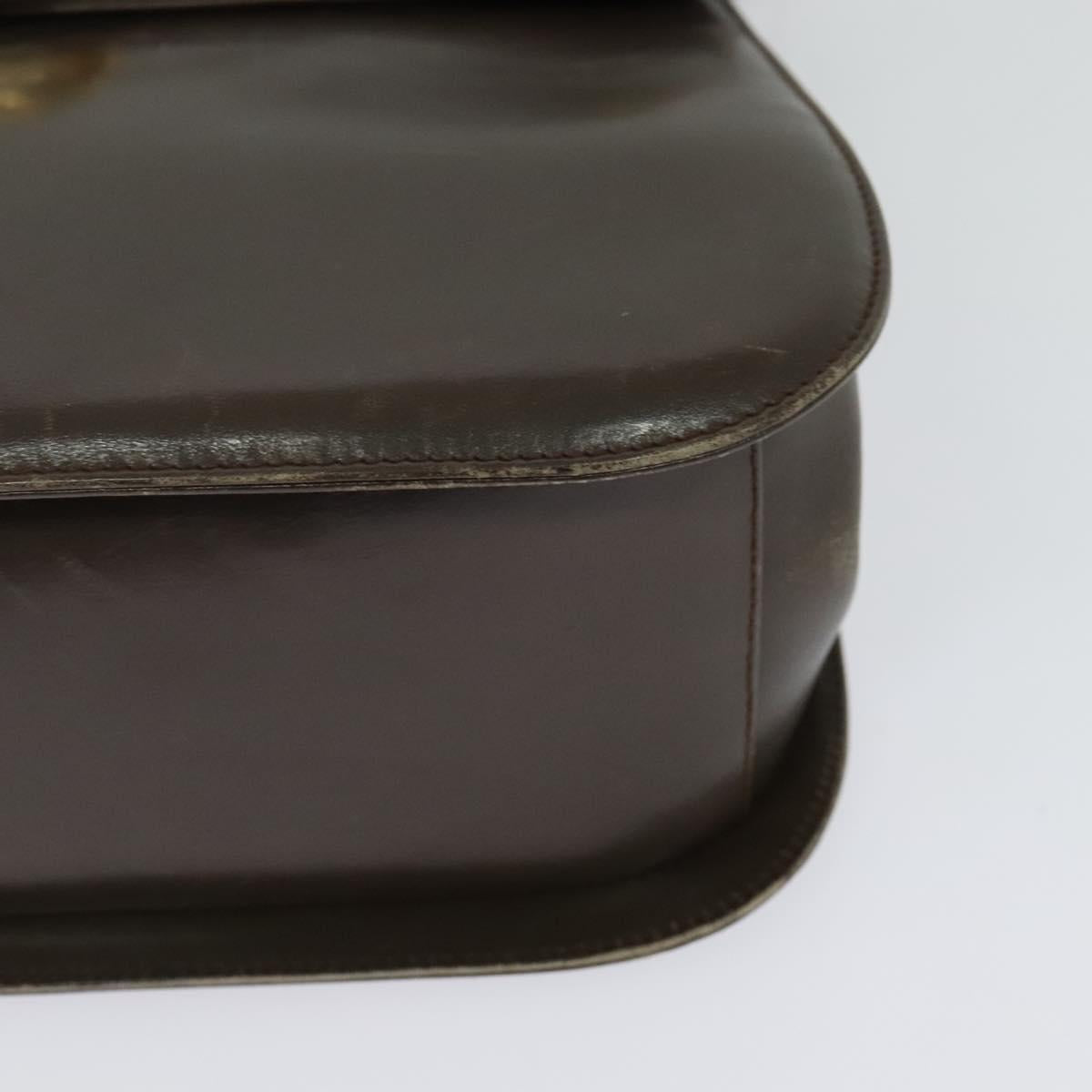 Salvatore Ferragamo Gancini Shoulder Bag Leather Brown Gold Auth 128109