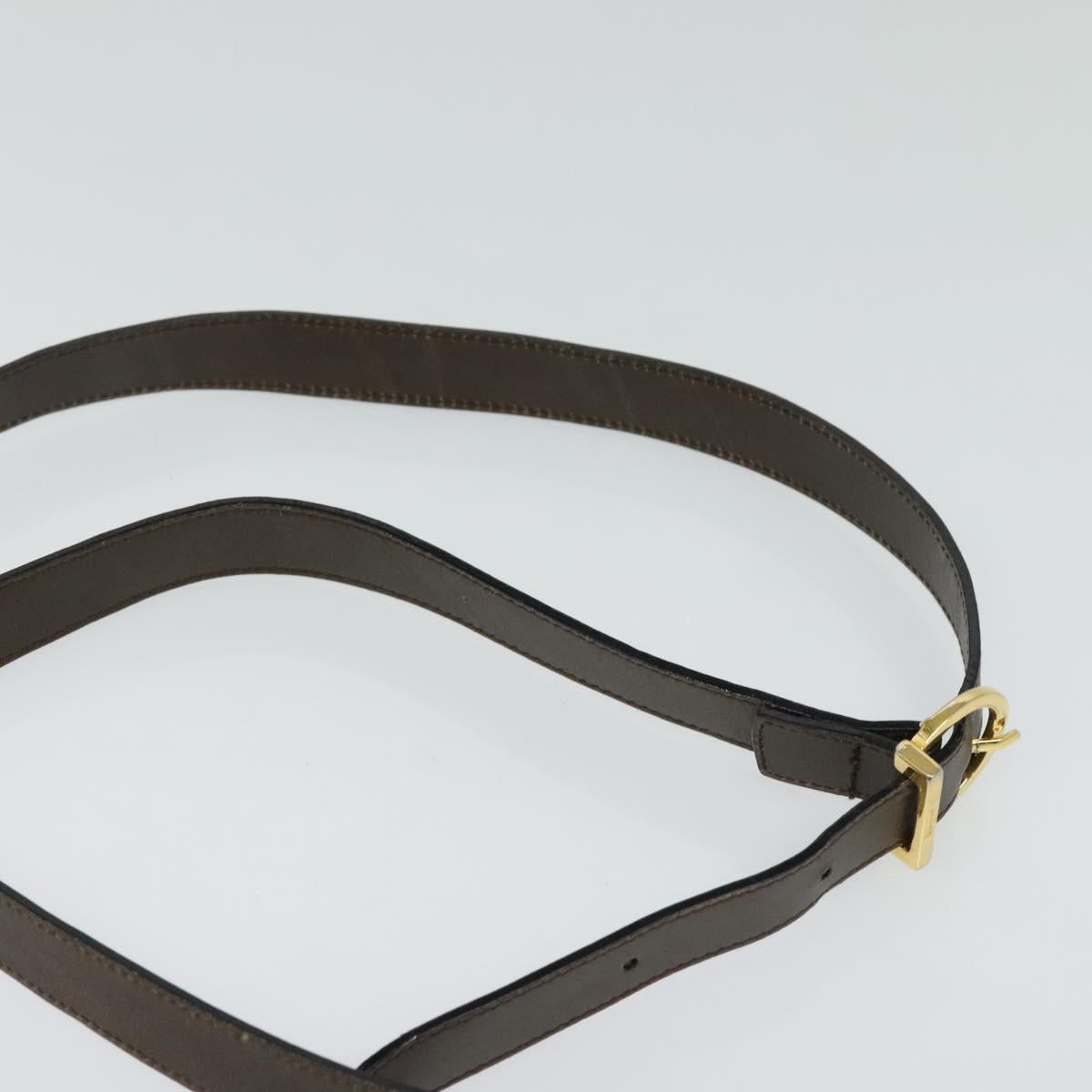 Salvatore Ferragamo Gancini Shoulder Bag Leather Brown Gold Auth 128109