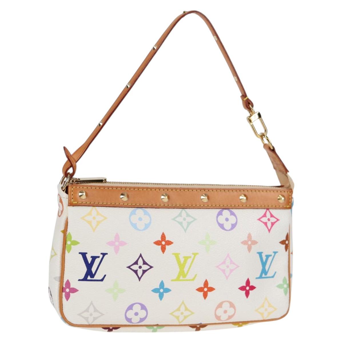 LOUIS VUITTON Multicolor Pochette Accessoires Pouch White M92649 Auth 128115SV