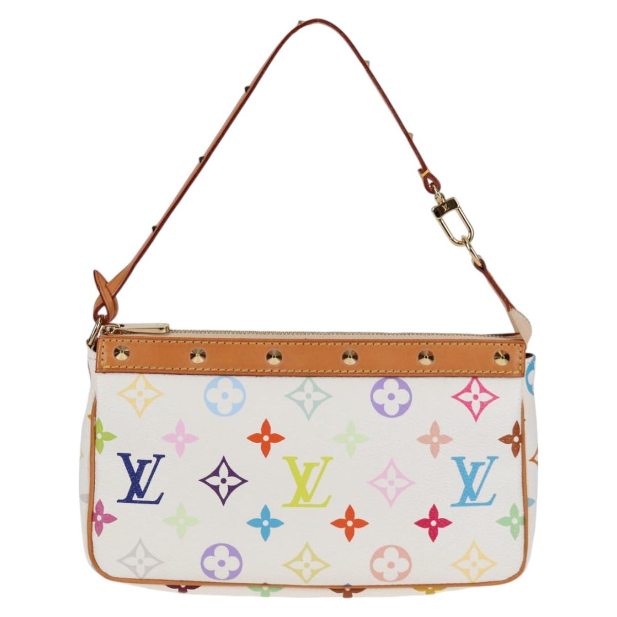 LOUIS VUITTON Multicolor Pochette Accessoires Pouch White M92649 Auth 128115SV