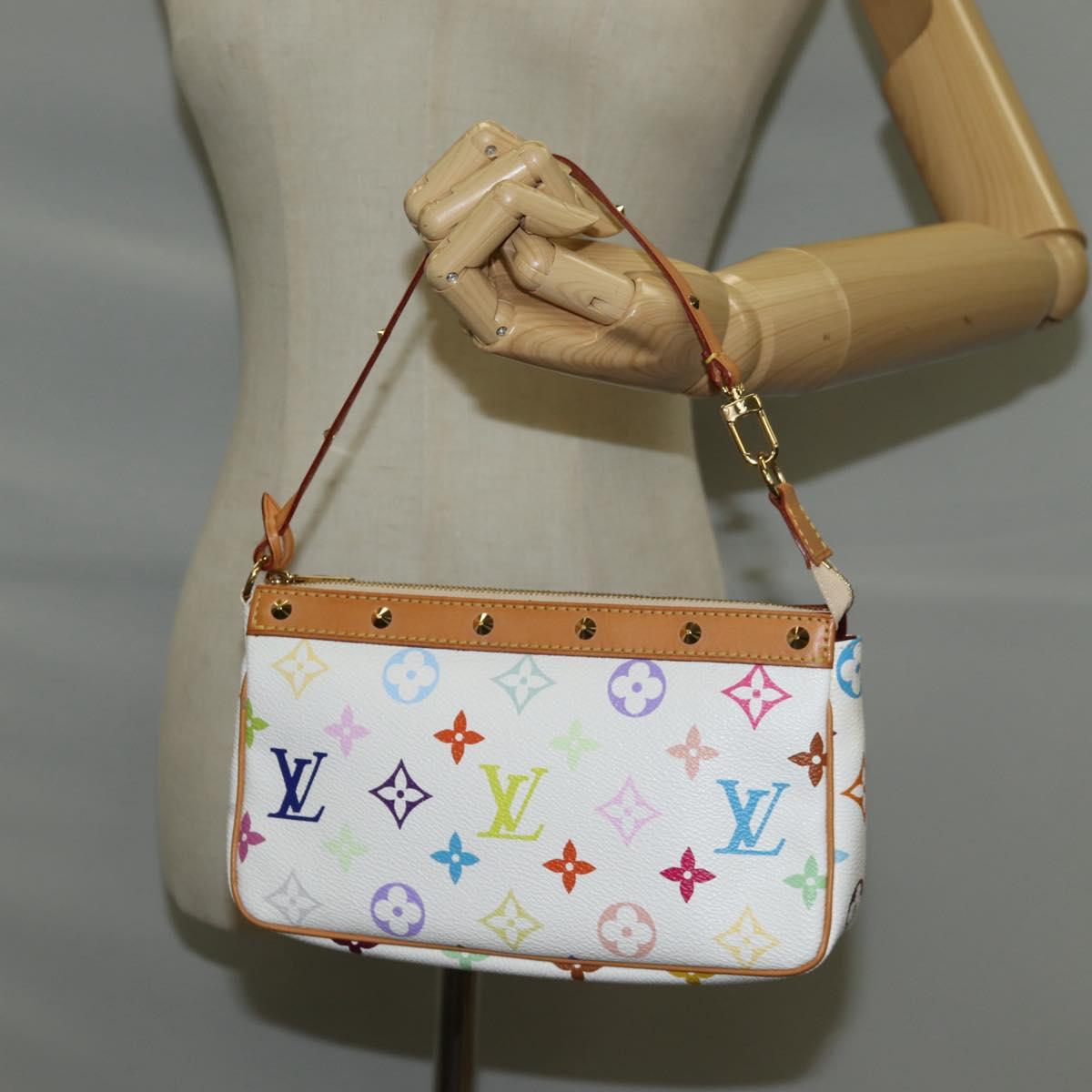 LOUIS VUITTON Multicolor Pochette Accessoires Pouch White M92649 Auth 128115SV