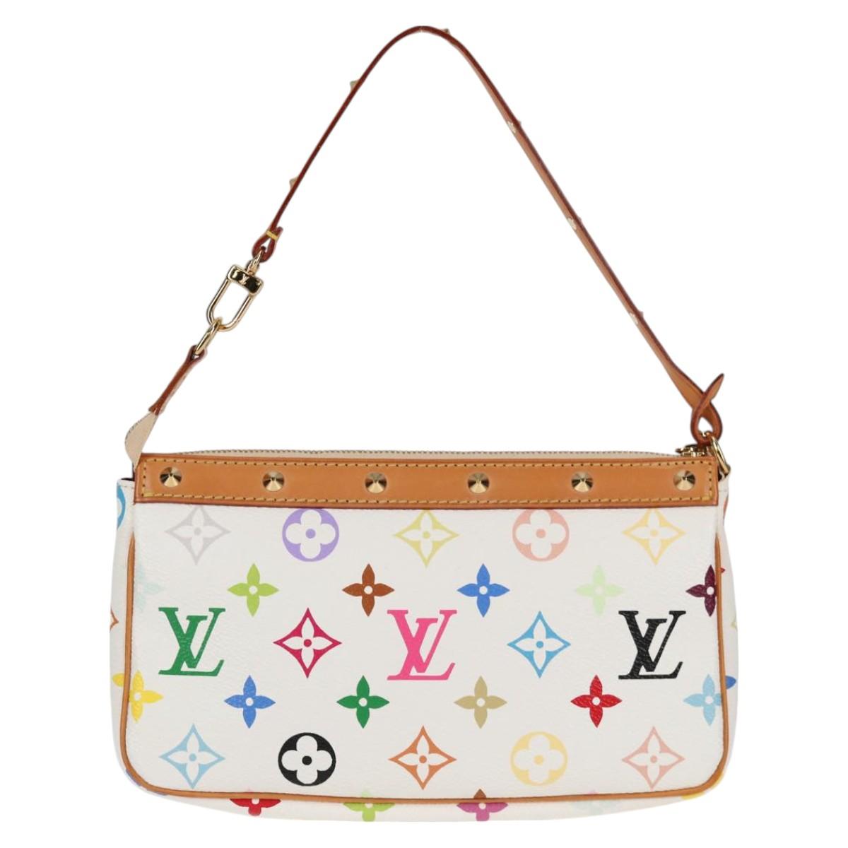 LOUIS VUITTON Multicolor Pochette Accessoires Pouch White M92649 Auth 128115SV