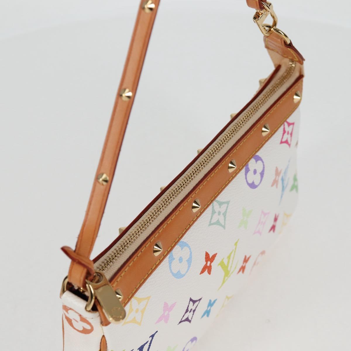 LOUIS VUITTON Multicolor Pochette Accessoires Pouch White M92649 Auth 128115SV