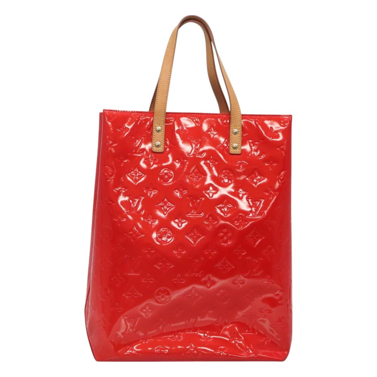 LOUIS VUITTON Monogram Vernis Reade MM Hand Bag Red Rouge M91086 LV Auth 128134