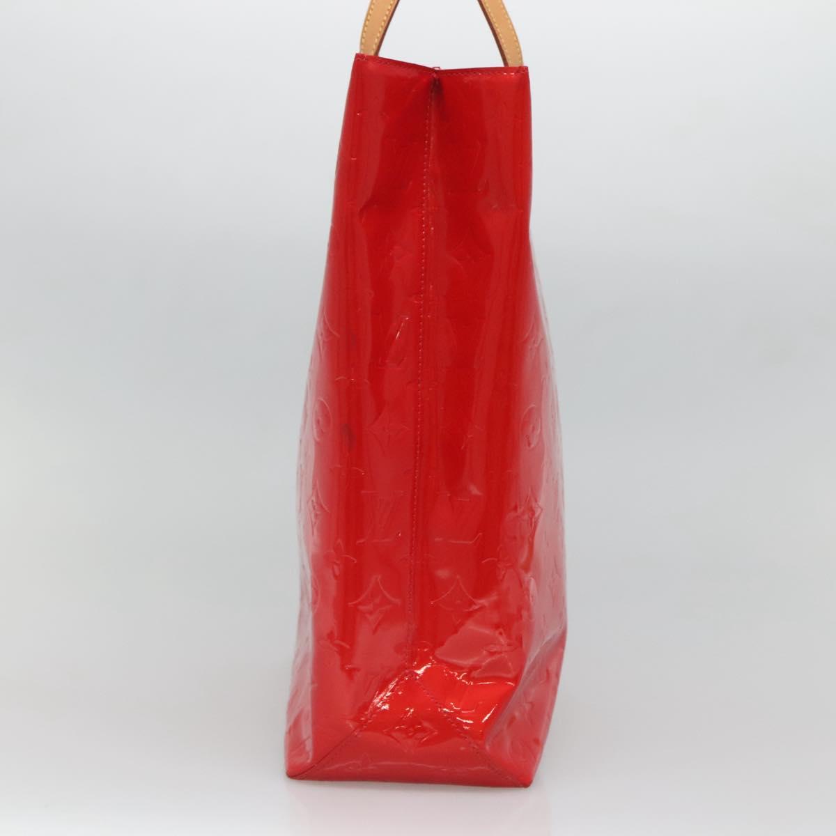 LOUIS VUITTON Monogram Vernis Reade MM Hand Bag Red Rouge M91086 LV Auth 128134