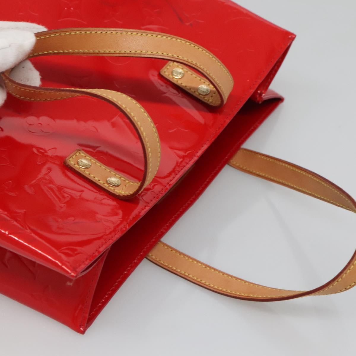 LOUIS VUITTON Monogram Vernis Reade MM Hand Bag Red Rouge M91086 LV Auth 128134
