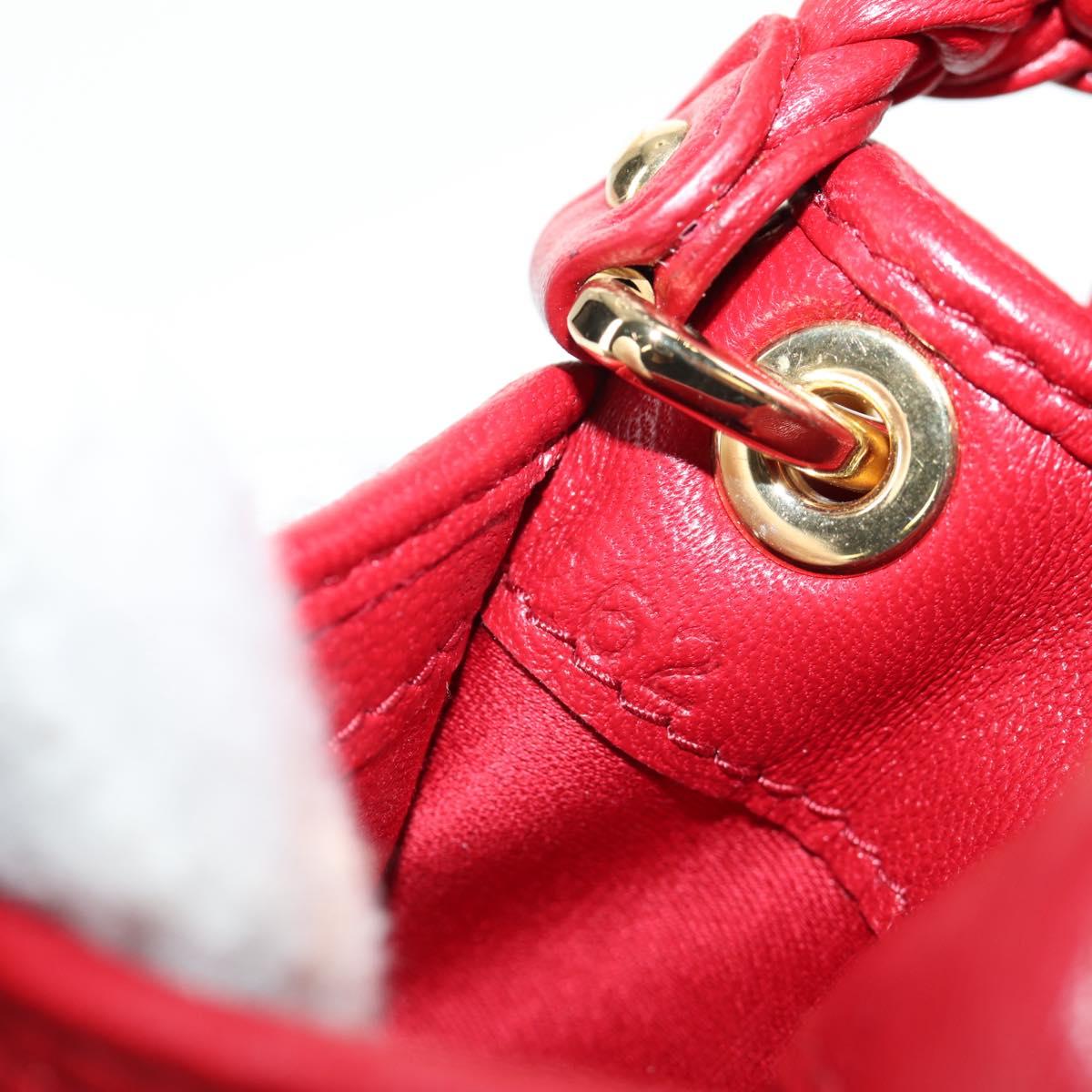 Miu Miu Matelasse Chain Shoulder Bag Leather Red Gold Auth 128161M