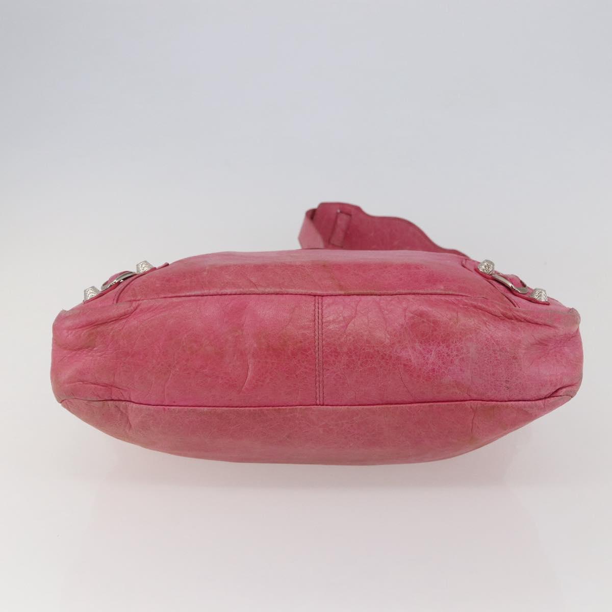 BALENCIAGA City Hand Bag Leather 2way Pink Silver 240578 Auth 128166