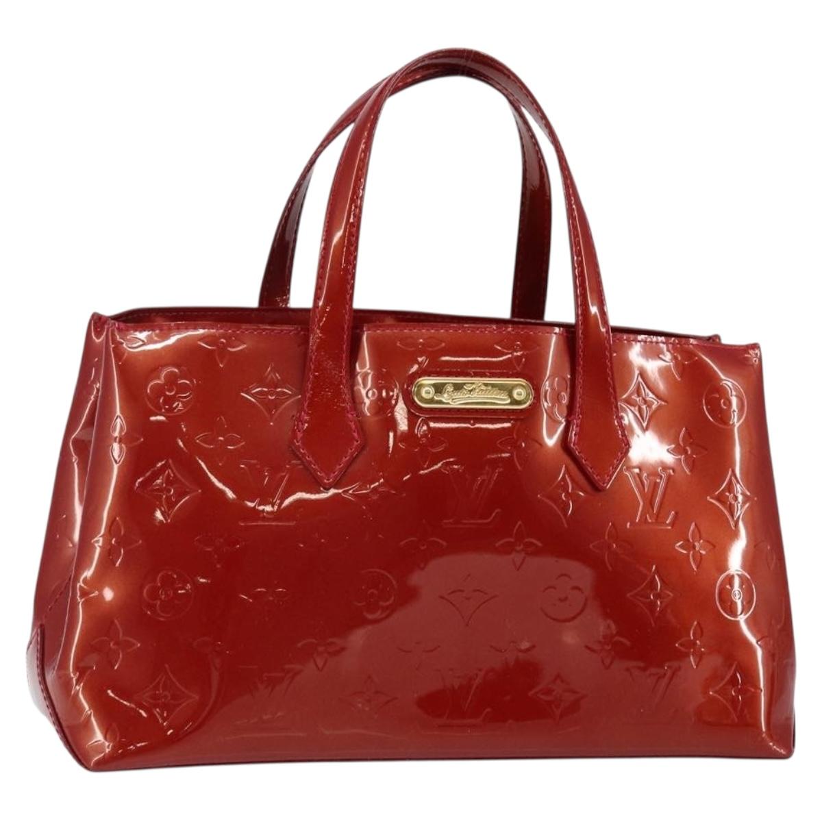 LOUIS VUITTON Vernis Wilshire PM Hand Bag Rouge Grunadine M91723 LV Auth 128171