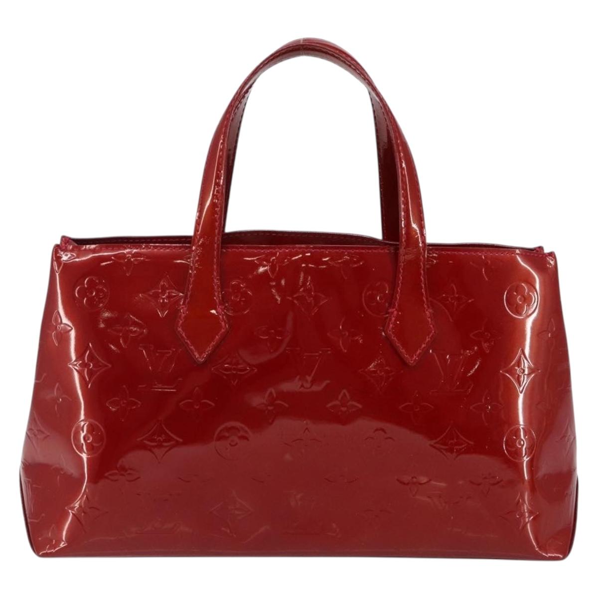 LOUIS VUITTON Vernis Wilshire PM Hand Bag Rouge Grunadine M91723 LV Auth 128171