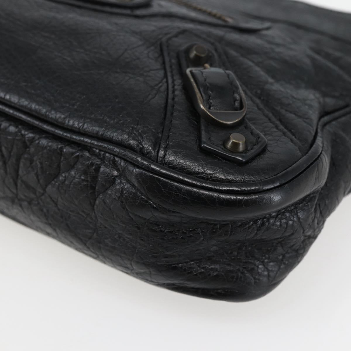 BALENCIAGA The Hip Shoulder Bag Leather Black 242803 Auth 128176V