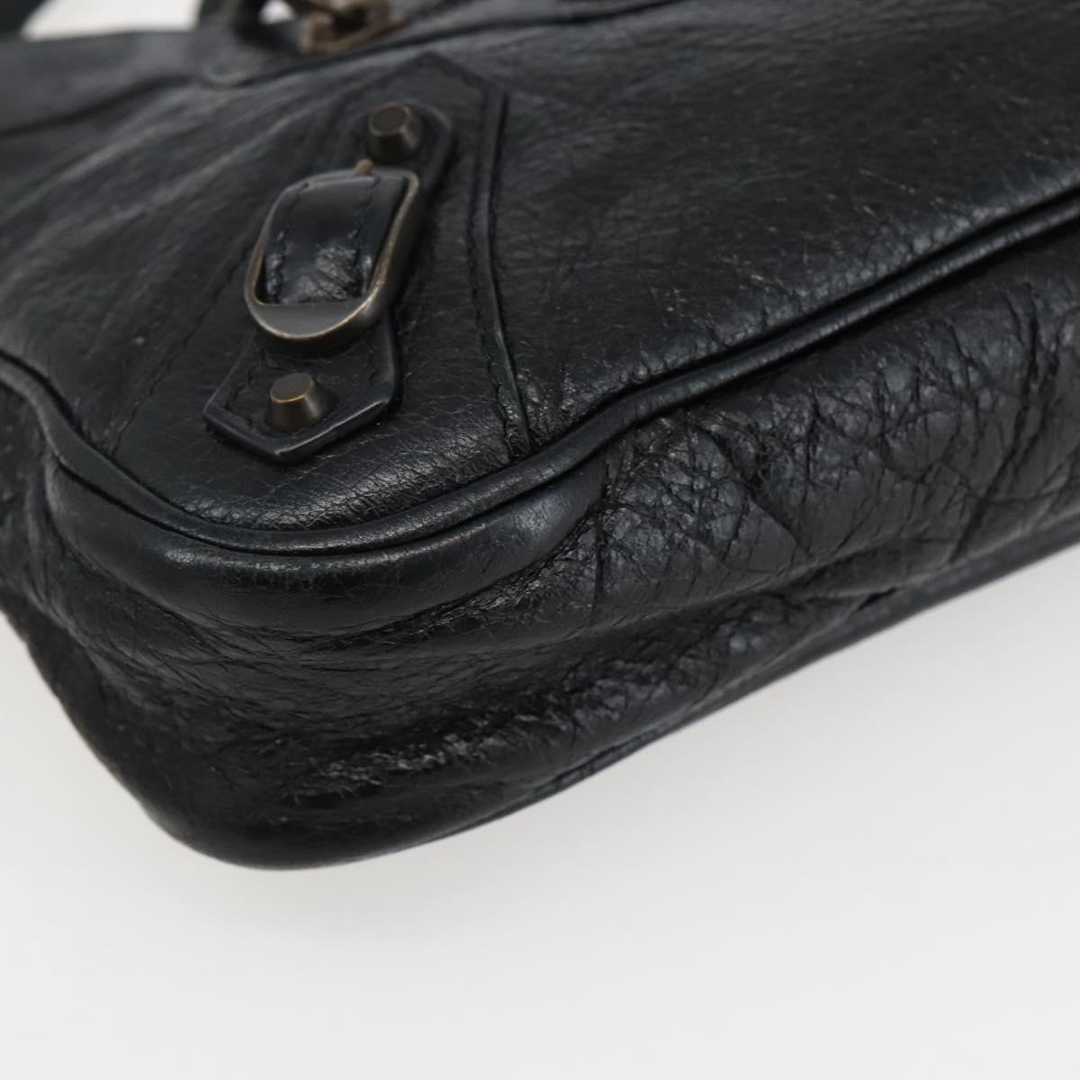 BALENCIAGA The Hip Shoulder Bag Leather Black 242803 Auth 128176V