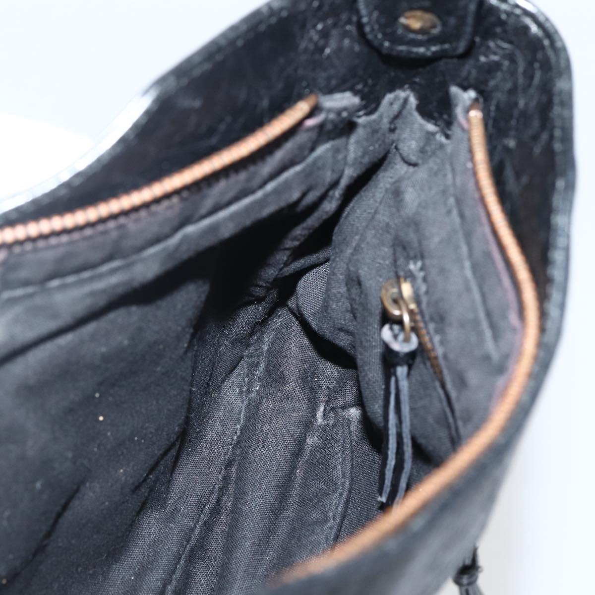 BALENCIAGA The Hip Shoulder Bag Leather Black 242803 Auth 128176V