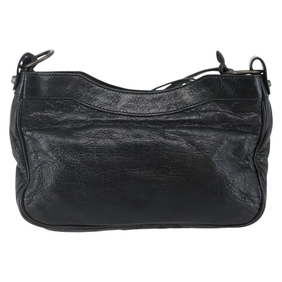 BALENCIAGA The Hip Shoulder Bag Leather Black 242803 Auth 128176V