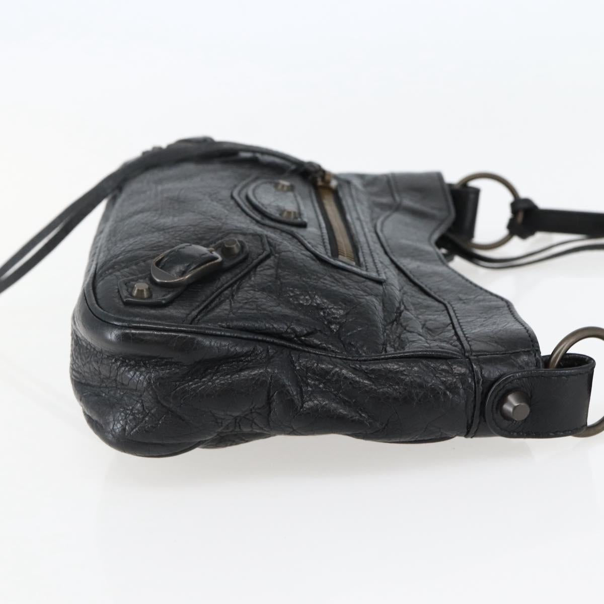 BALENCIAGA The Hip Shoulder Bag Leather Black 242803 Auth 128176V