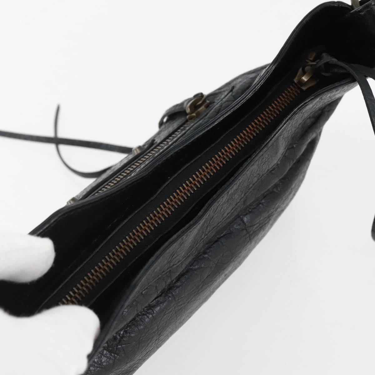 BALENCIAGA The Hip Shoulder Bag Leather Black 242803 Auth 128176V