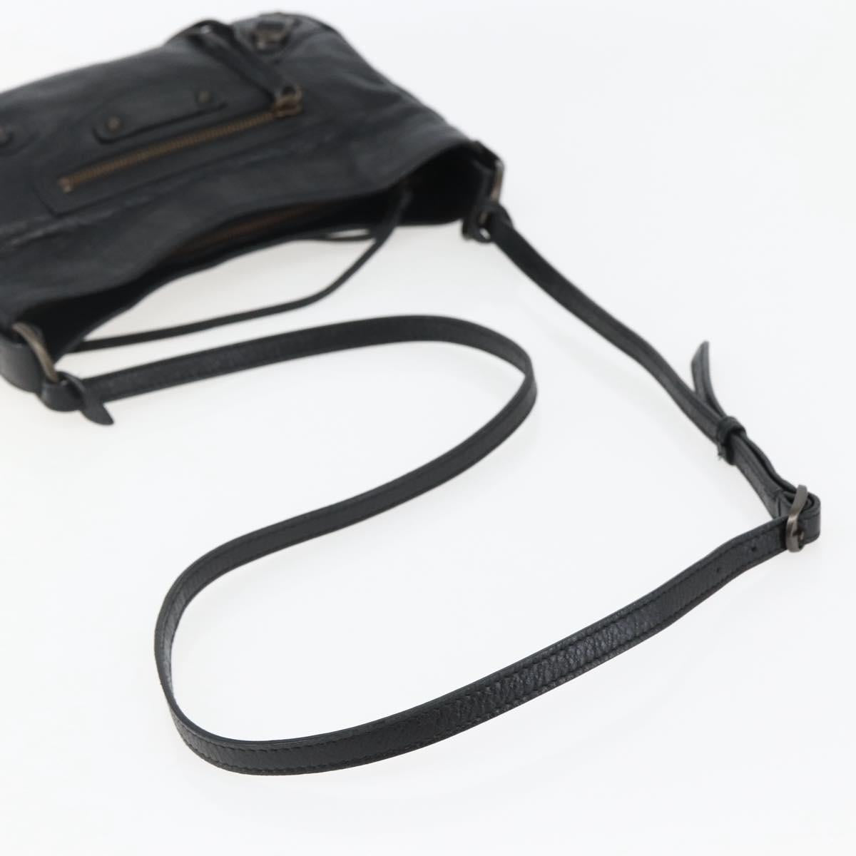 BALENCIAGA The Hip Shoulder Bag Leather Black 242803 Auth 128176V