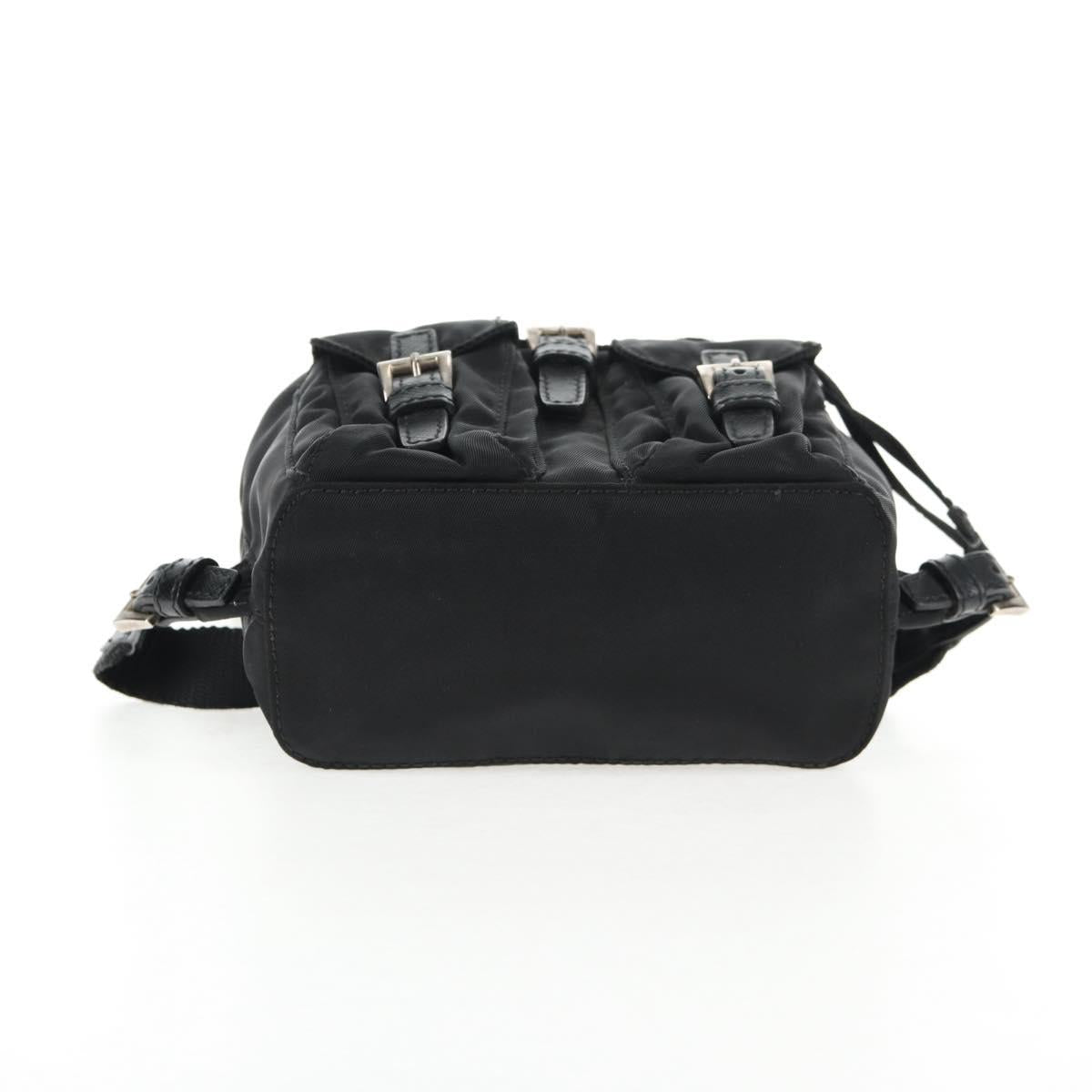 PRADA Chain Shoulder Bag Nylon Black Silver Auth 128179M