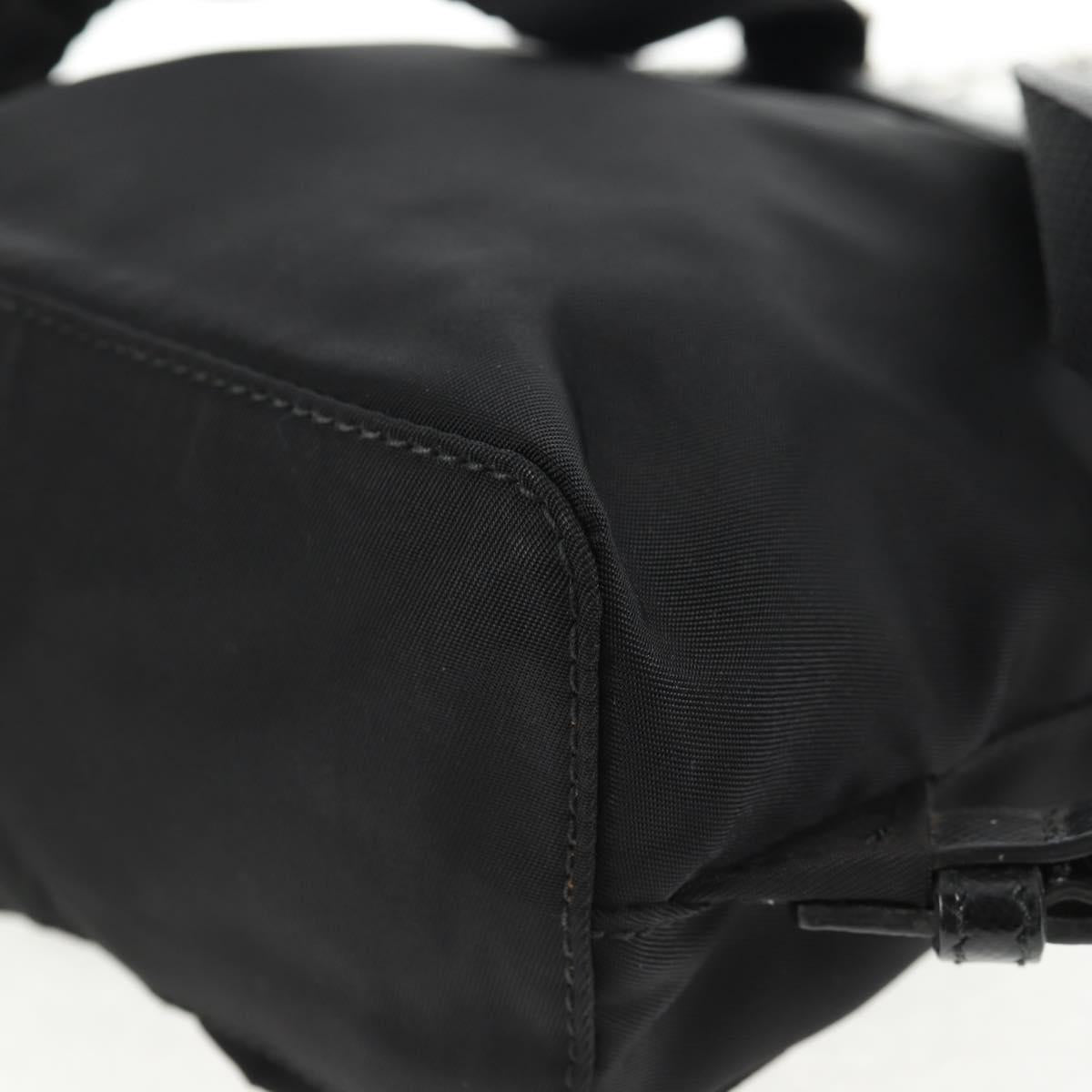 PRADA Chain Shoulder Bag Nylon Black Silver Auth 128179M