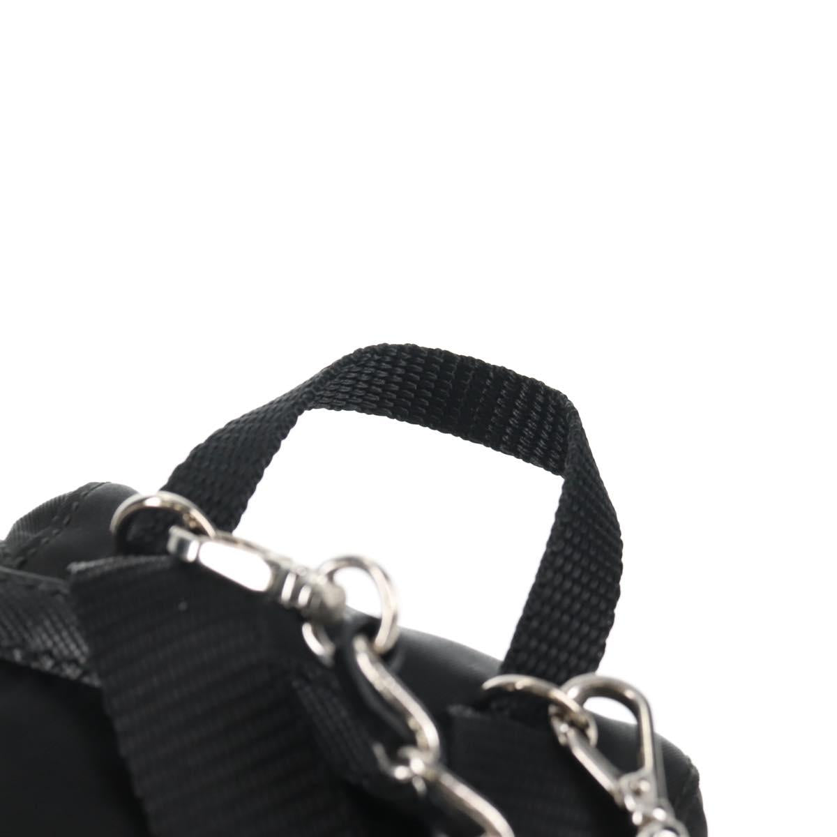 PRADA Chain Shoulder Bag Nylon Black Silver Auth 128179M