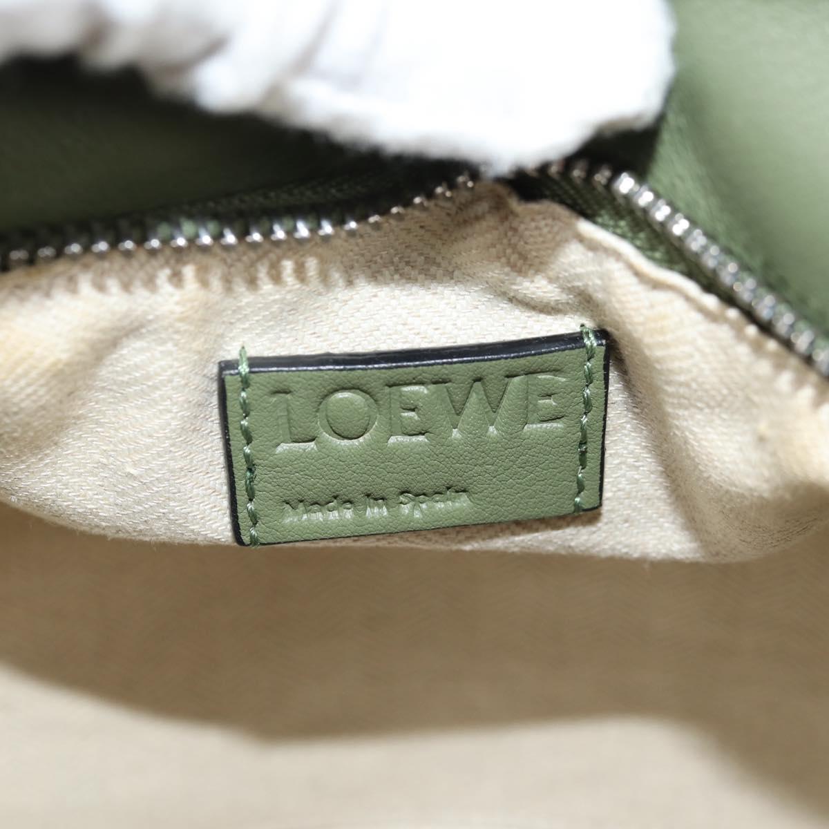 LOEWE Anagram Puzzle Hand Bag Leather Khaki Silver Auth 128180M