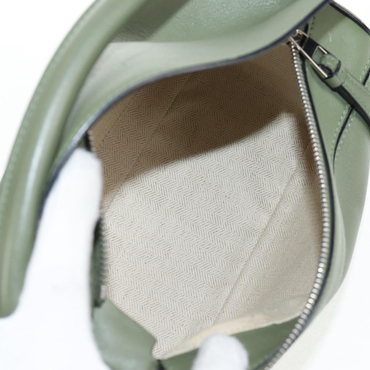 LOEWE Anagram Puzzle Hand Bag Leather Khaki Silver Auth 128180M