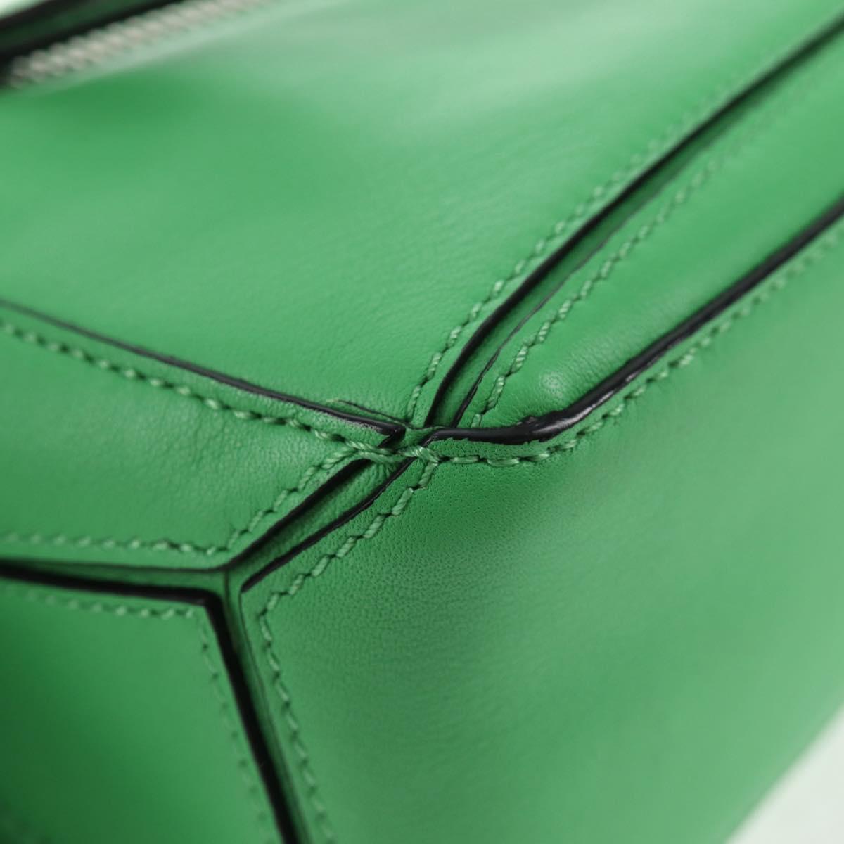 LOEWE Puzzle bag Anagram Waist bag Leather Green Silver Auth 128181M