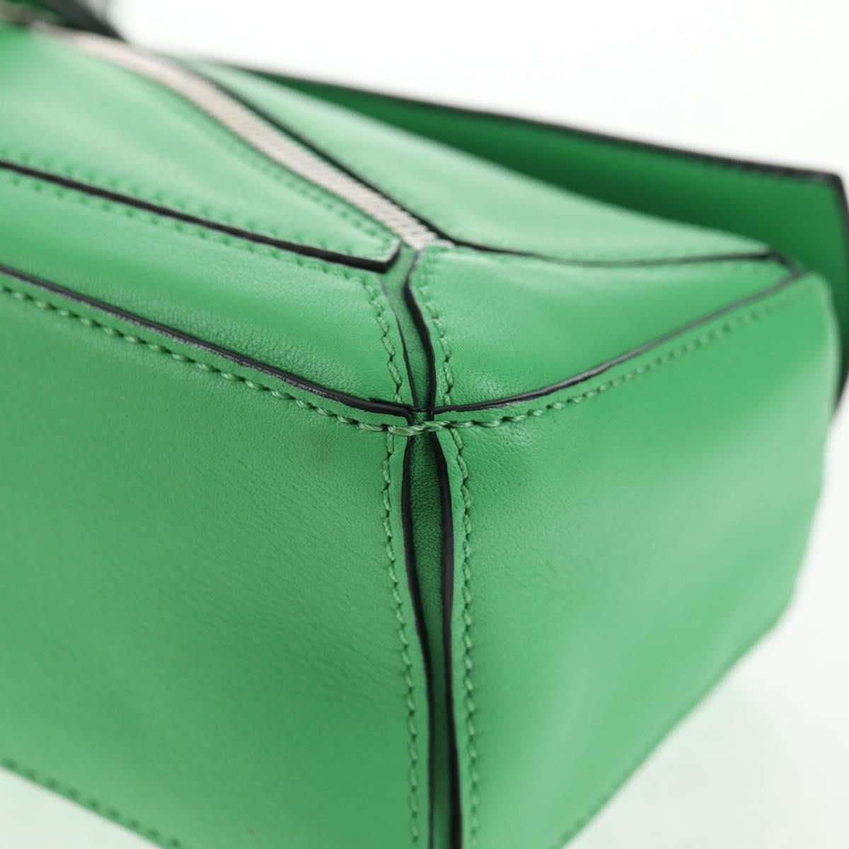 LOEWE Puzzle bag Anagram Waist bag Leather Green Silver Auth 128181M